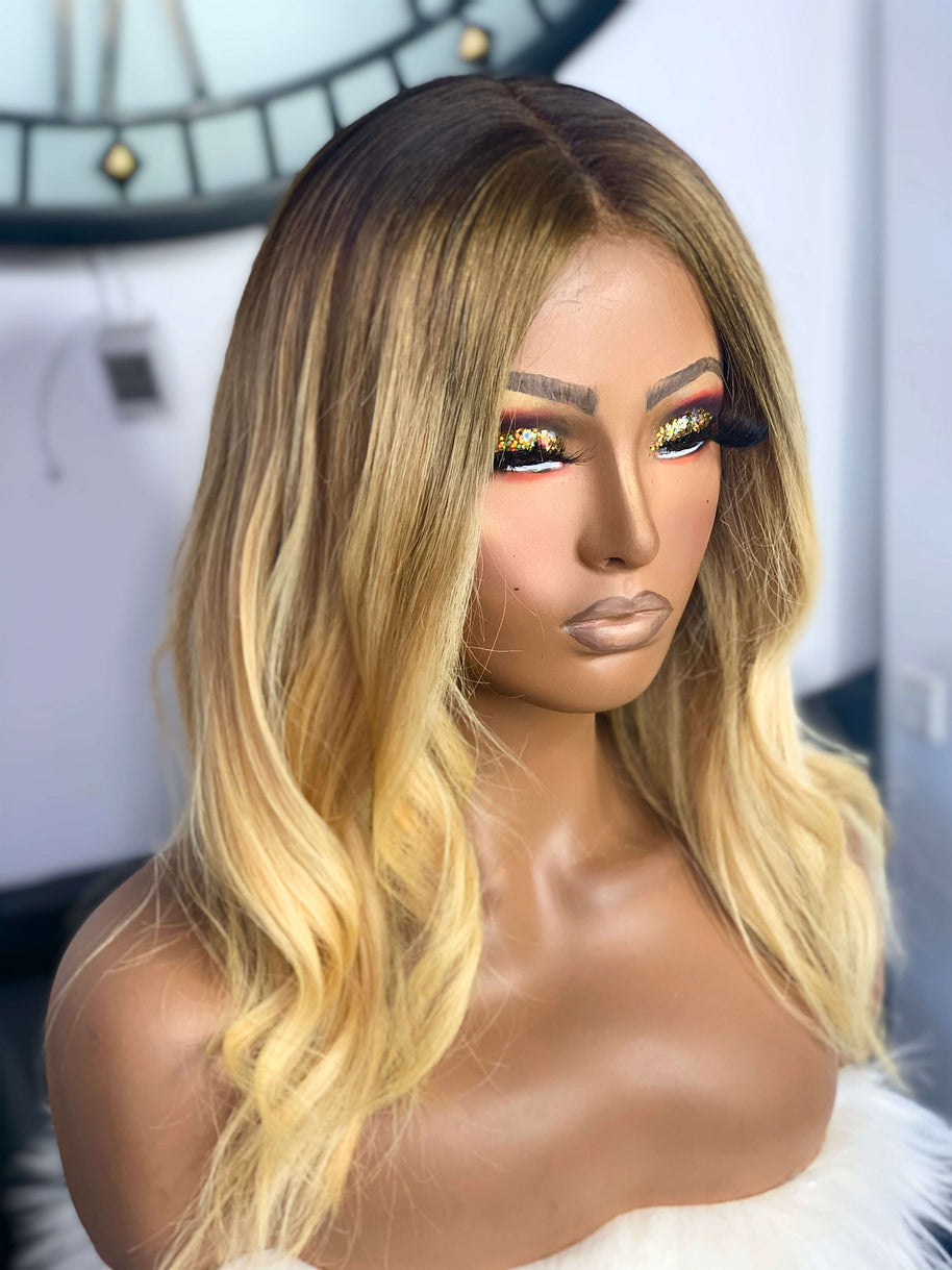 Amber Blonde 14 Inch Lace Closure Wig | Realistic Amber Blonde Wig