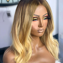 Amber Blonde 14 Inch Lace Closure Wig | Realistic Amber Blonde Wig