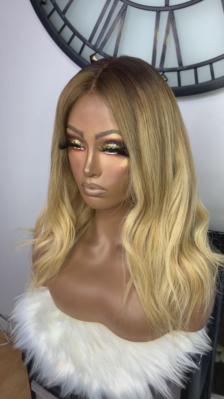 Amber Blonde 14 Inch Lace Closure Wig | Realistic Amber Blonde Wig
