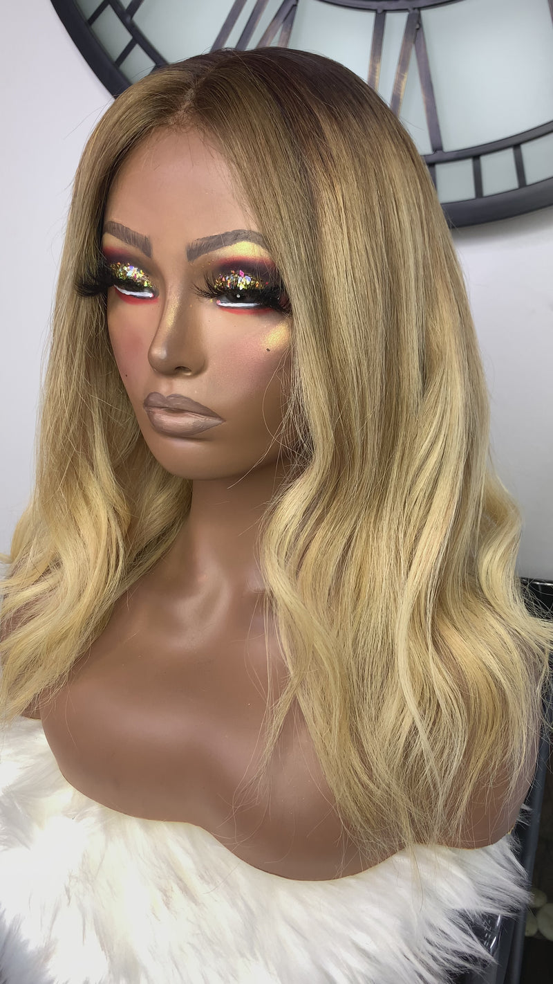 Amber Blonde 14 Inch Lace Closure Wig | Realistic Amber Blonde Wig
