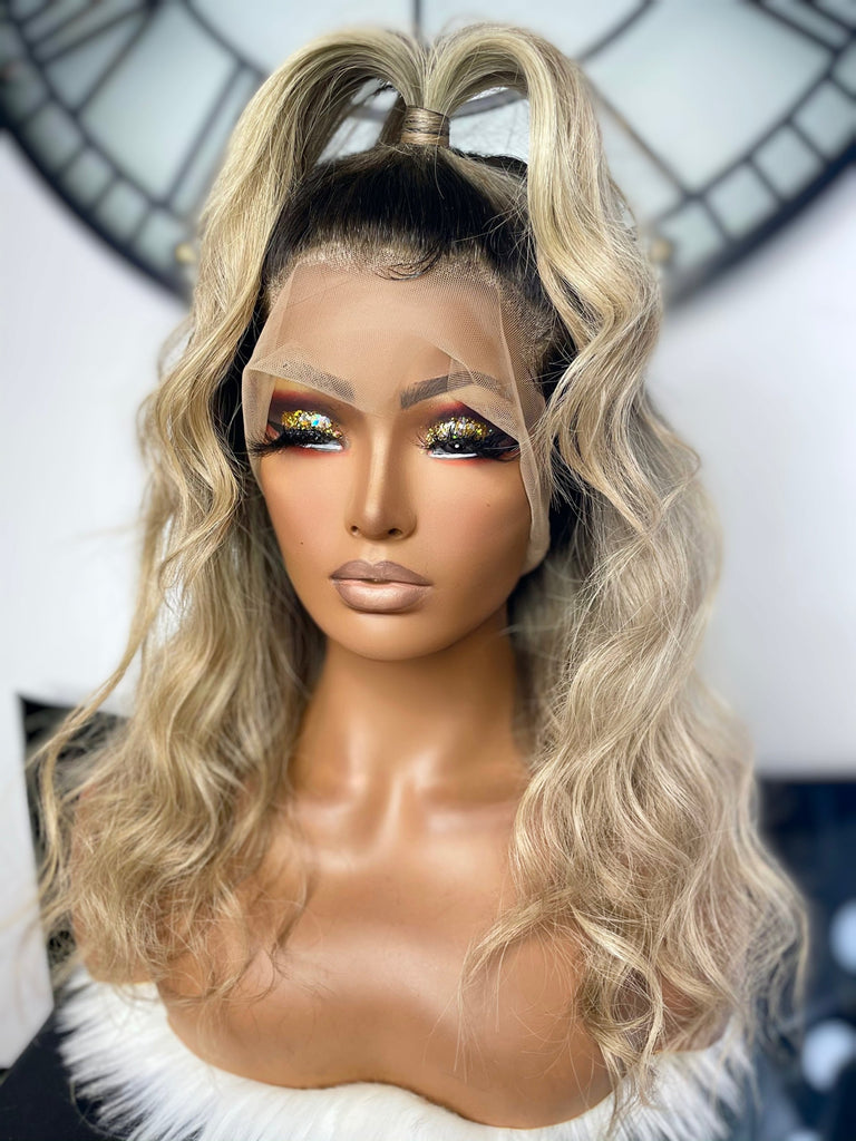 Ivy Ash Blonde Lace Wig - Dark Roots | Hair Collections