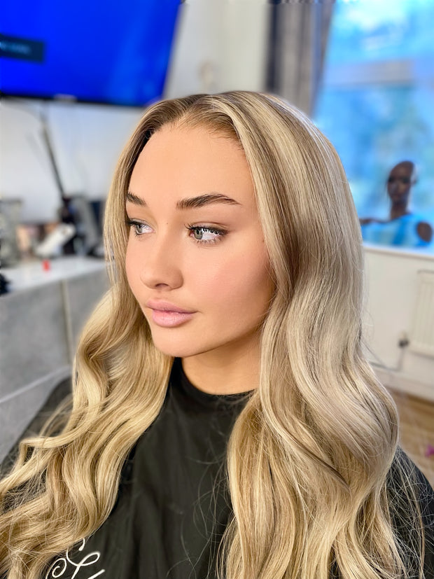 Indigo 26" Straight Lace Wig-Ash Blonde Highlights | Hair Collections