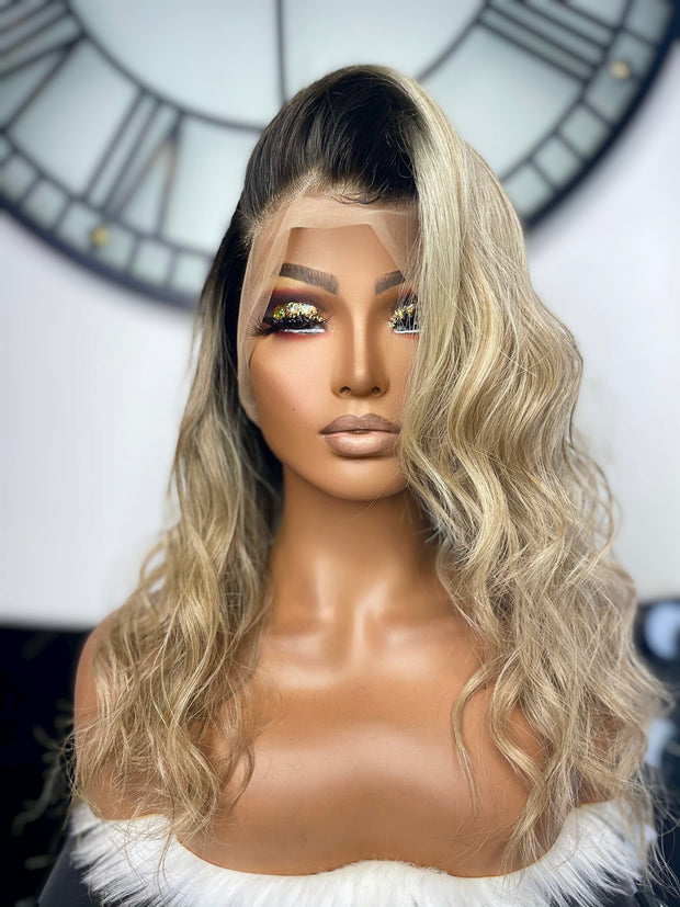 Ivy Ash Blonde Lace Wig - Dark Roots | Hair Collections