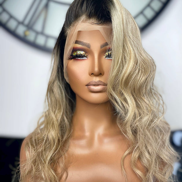 Ivy Ash Blonde Lace Wig - Dark Roots | Hair Collections